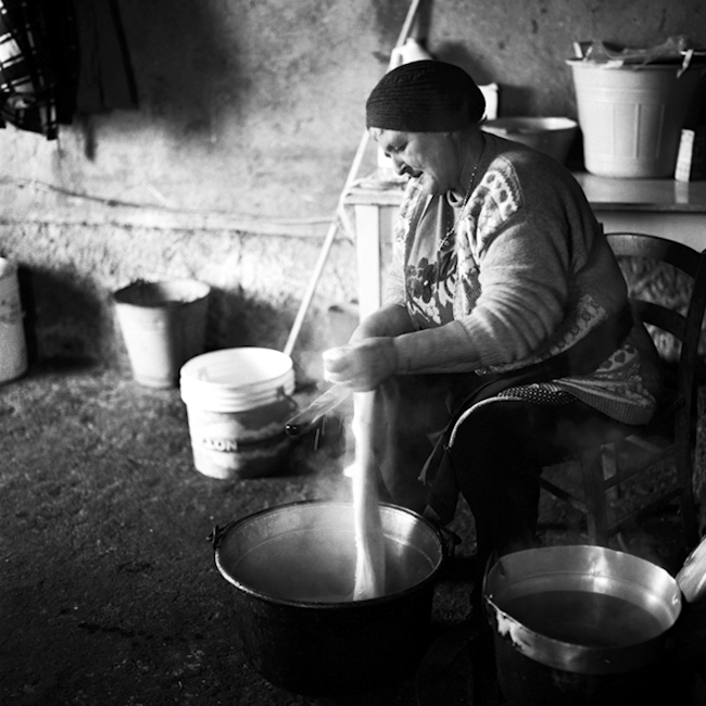Angela Making Cheese. Guardia Lombardi, Italy. 2008. Silver Gelatin Print, 16”x20”