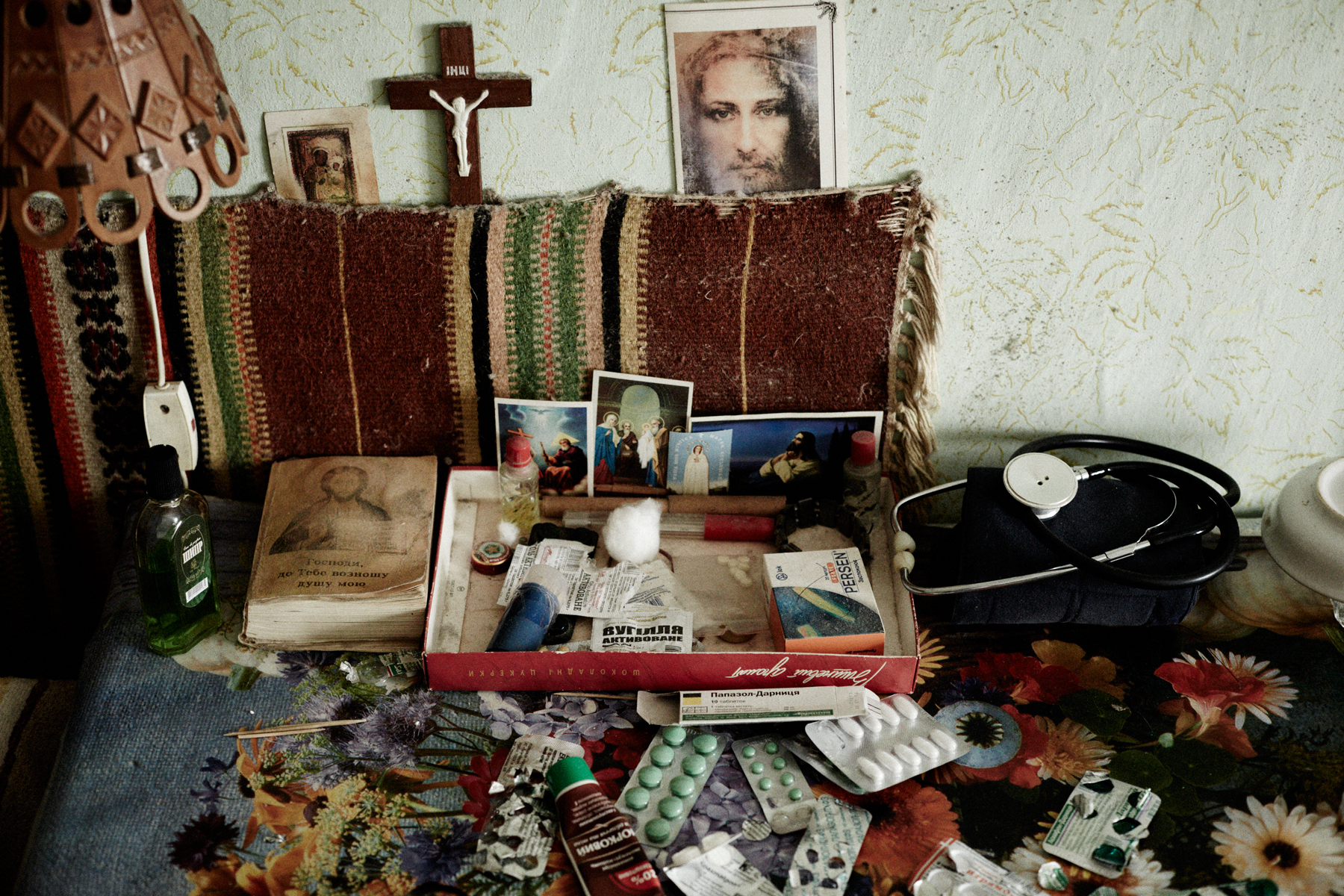 Medicine and religious items, Kalush, February 2014