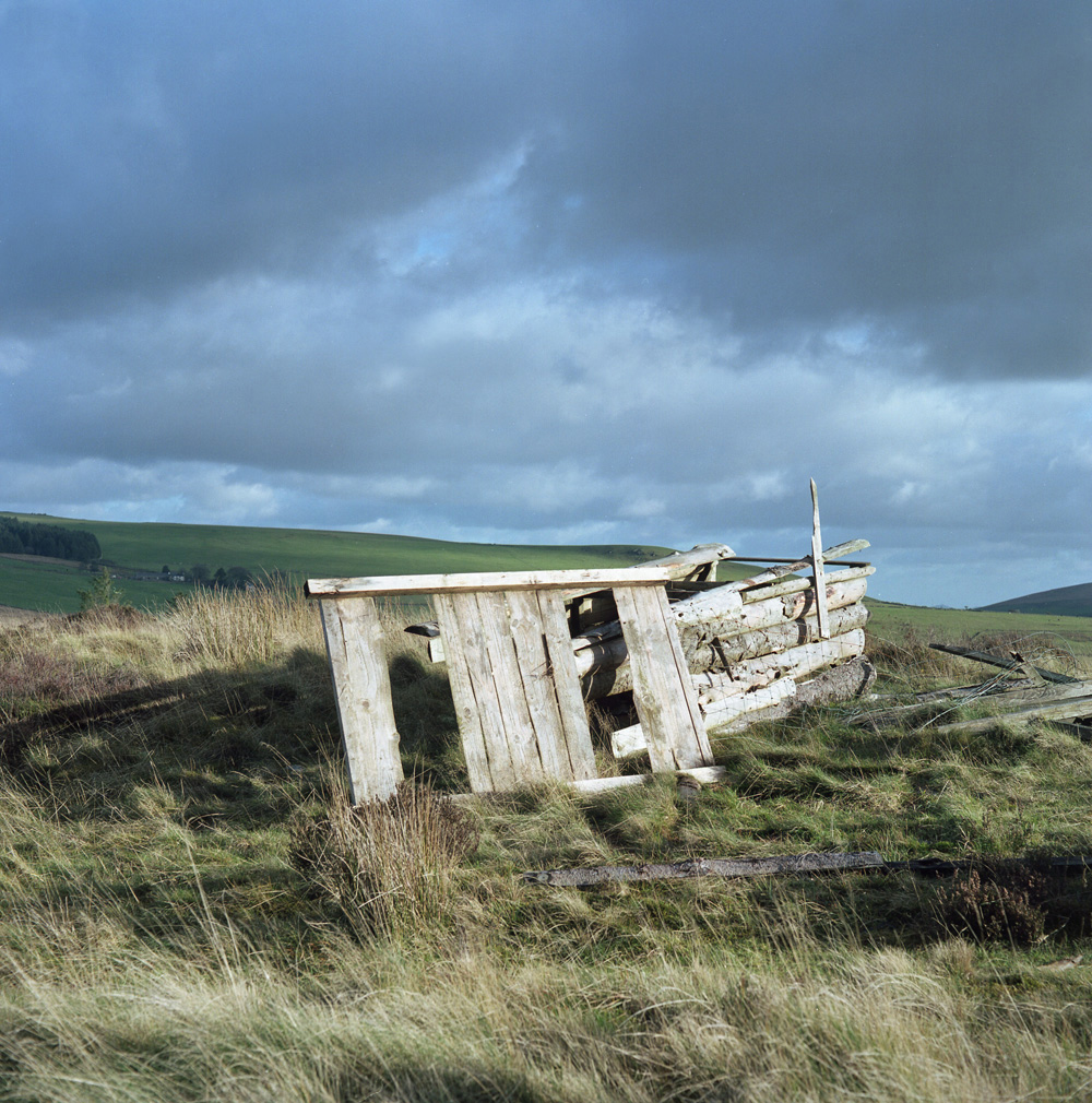 A battered makeshift shelter lies precariously at the top of the Preselli hills.The Preseli Hills or, as they are known locally and historically, Preseli Mountains is a range of hills in north Pembrokeshire, West Wales, mostly within the Park. The Preselis are dotted with prehistoric remains, including evidence of Neolithic settlement.
