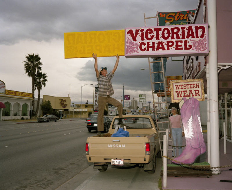 Workers Changing Sign, Las Vegas Blvd, 1987